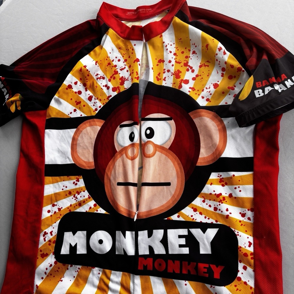 ScudoPro Monkey Banana Cycling Jersey 3XL USA‎ Made Full Zip Bike Shirt
